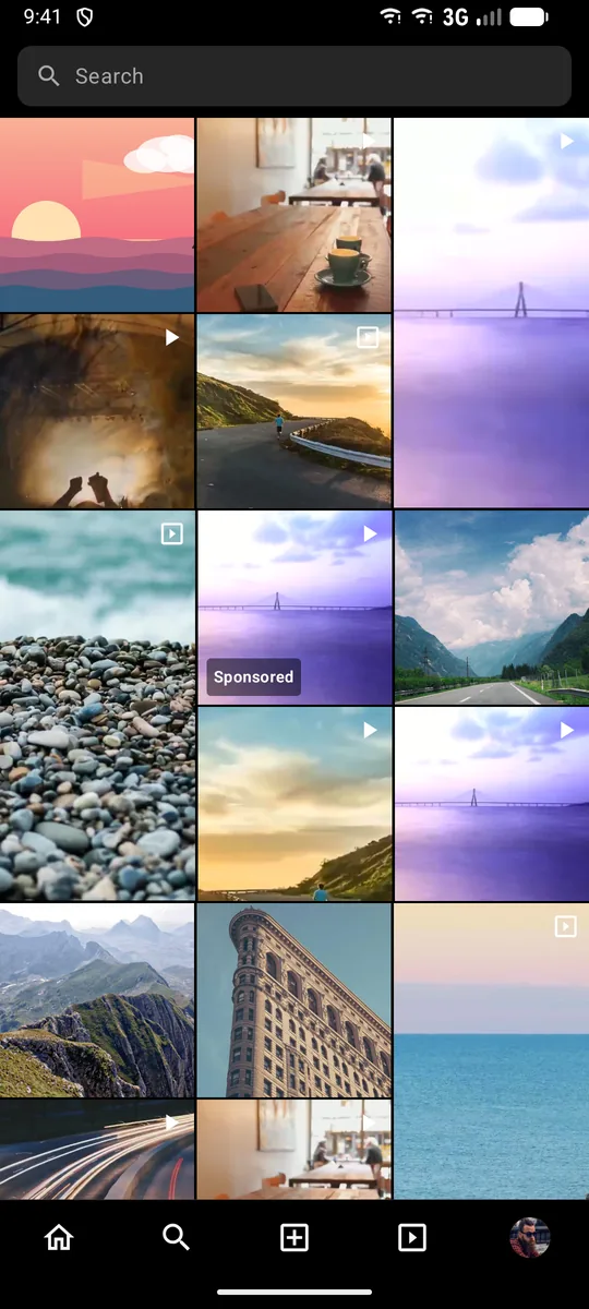 A sponsored tile in the Instagram-style Explore grid.