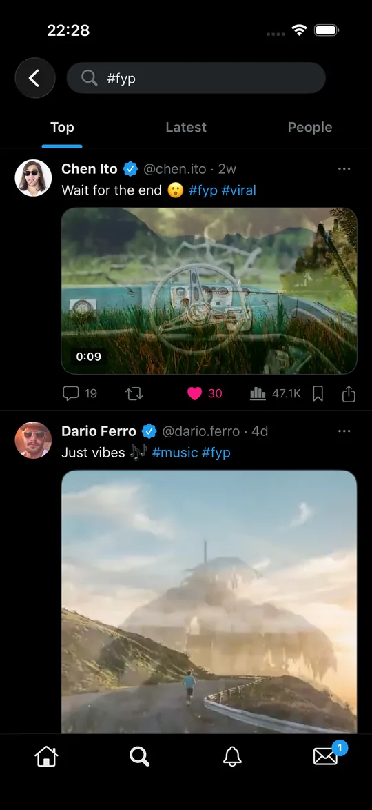The Twitter-style app on iOS: a trending hashtag.