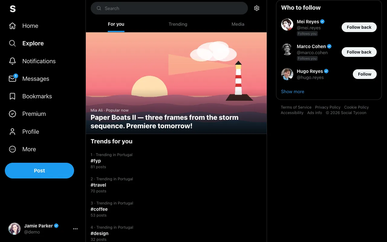 Twitter style: Explore — web.